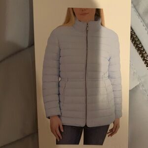 New Nautica Women's Quilted Full Zipper/Pockets Puffer Jacket Powder Blue XXL
